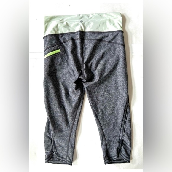 LULULEMON Run a Marathon Crop grey green band pocket size 6 leggings pants - Picture 5 of 8